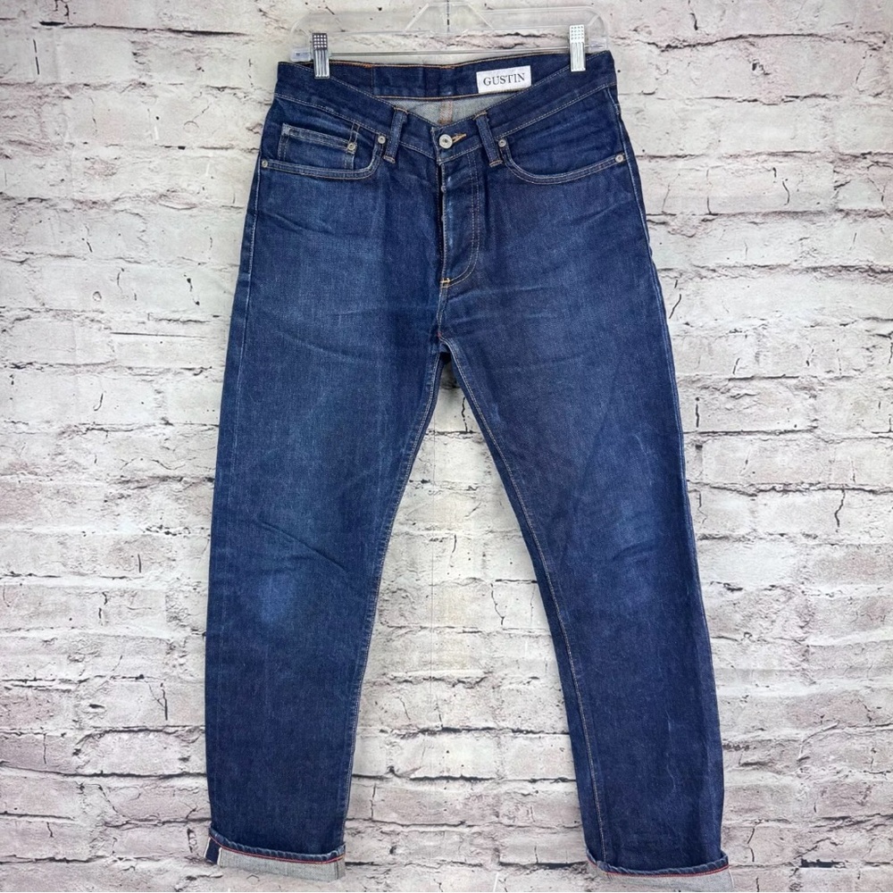 Men’s 32x30.5 - Gustin Selvage Slim Raw 116699 Button Front Jeans